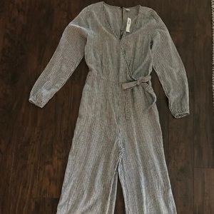NWT Old Navy Striped Linen Blend Jumpsuit M Tall